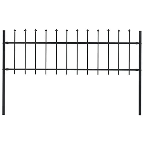 vidaXL Valla de Jardín con Puntas de Lanza Acero Cercado Metal Paneles de Valla Barrera Perimetral...