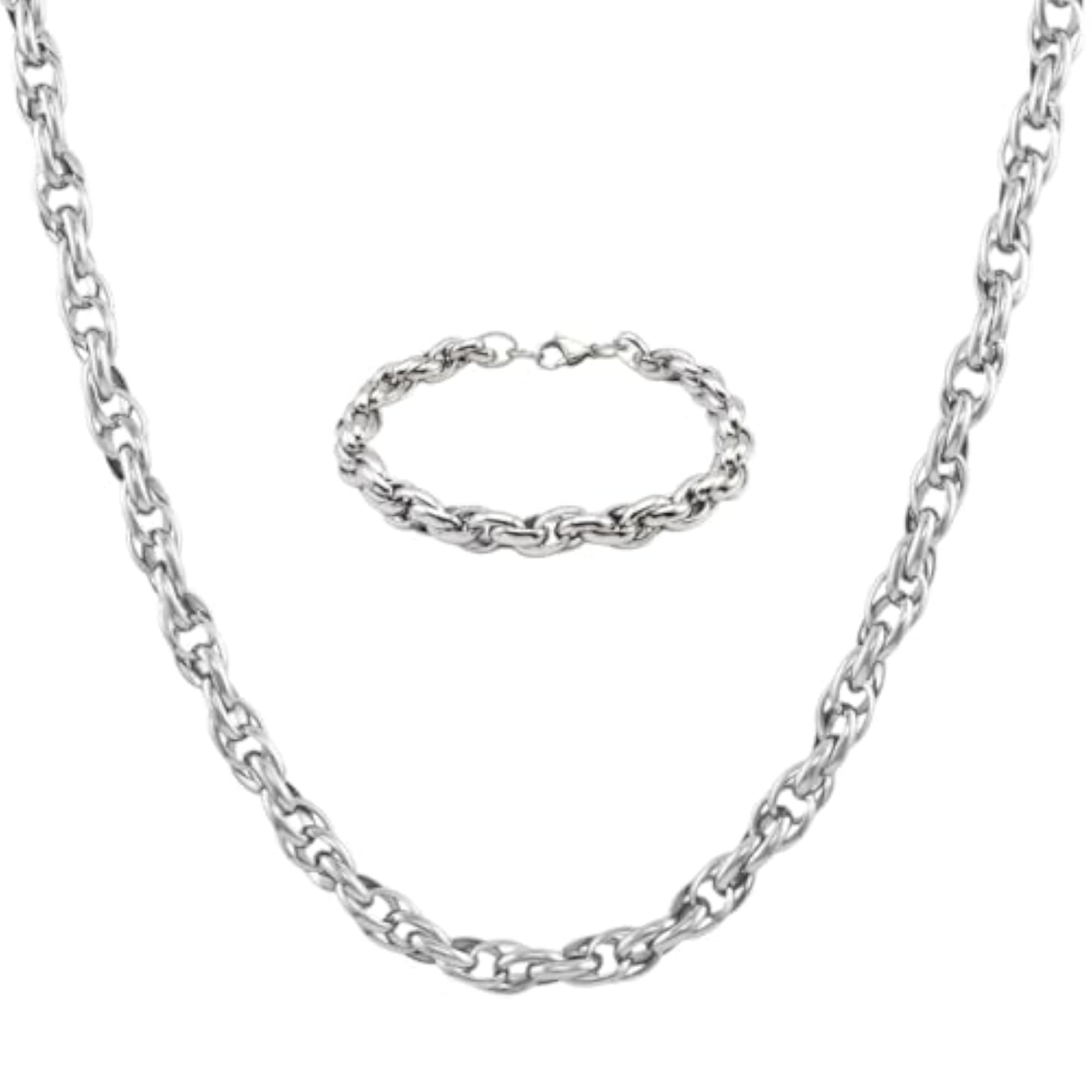 Men's 22 Inch Bold Design Stainless Steel Chain Necklace