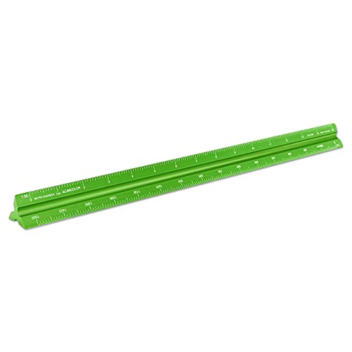 Image of Alumicolor Aluminum Engineer Metric Solid Drafting Scale, 30 Centimeter, Green