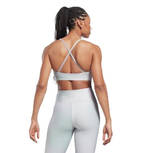 Image of Reebok Women's Satin 91% PES /9% El-Interlock-Hydrophilic Finish /Print-Digital Sublimation-Disperse Classic Workout Sports Bra