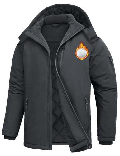 Voqeen Chaqueta Hombre Invierno Repelente Softshell Abrigo Con Capucha Chaqueta Plumas Para Senderismo Cazadora Acolchada Aislante Ligero Al Aire Libre De Montaña