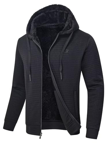 yuyangdpb Men's Zip Up Hoodie Heavyweight Fleece Sherpa Lined Sweatshirt Jackets Winter Warm Coats