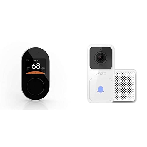Wyze Programmable Smart WiFi Thermostat for Home, Black & Video Doorbell with Chime (Horizontal Wedge Included), 1080p HD Video, 3:4 Aspect Ratio: 3:4 Head-to-Toe View, Hardwired Wyze Programmable Smart WiFi Thermostat for Home, Black & Video Doorbell with Chime (Horizontal Wedge Included), 1080p HD Video, 3:4 Aspect Ratio: 3:4 Head-to-Toe View, Hardwired