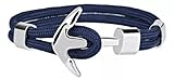 Pulsera De Cuerda Nautica Con Broche Ancla Pulsera Para Hombre o Para Mujer (Azul)