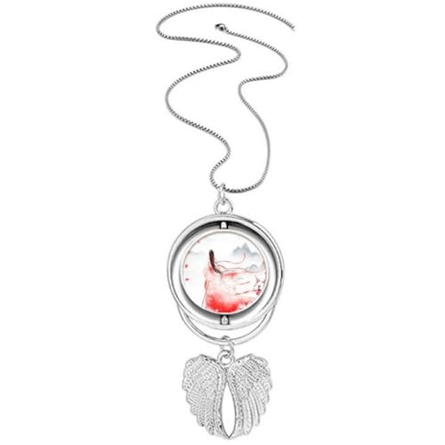 Collier pendentif rotatif ailes d'ange style chinois rouge porte-bonheur