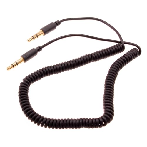 Cable auxiliar enrollado Jack 3.5mm color negro