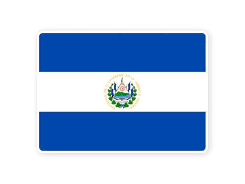 Sticker drapeau SALVADOR salvadorien 10cm(S) - 28cm(XL) autocollant bord blanc (taille M : 14cm x 10cm)