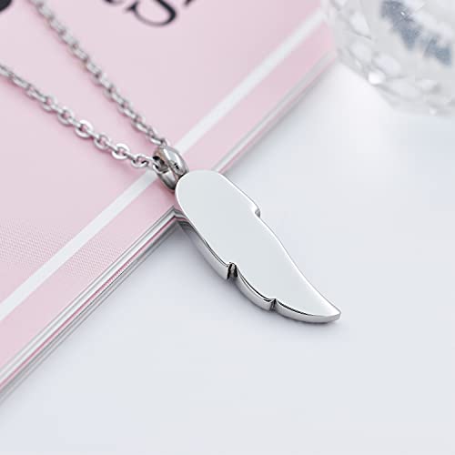 Feather Urn Necklace Hold Cremation Ashes Keepsake Memorial Jewelry Stainless Steel Personalized Funeral Jewelry for Women Men4