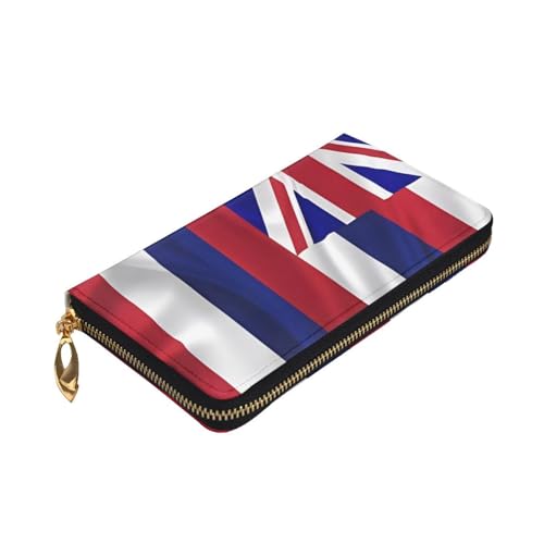 Flag of Hawaii American Picture Leather Long Clutch Wallet for Fashionable Girls and Women - Durable, Stylish, and Functional, Black, One Size3