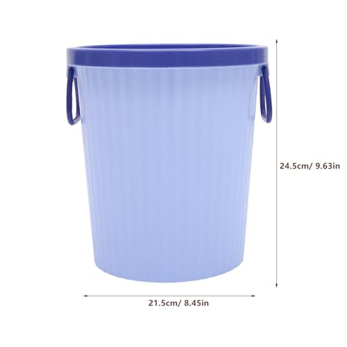 Image of Holibanna Compact Round Plastic Trash can with Handles for Bathroom, Kitchen, Office, and Bedroom - Small 1.6 Gallon Waste Basket Organizer (Blue, 8.46 X 6.69 X 9.64 Inches)