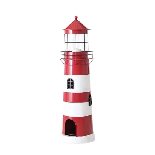 Maritime Windlicht Laternen Leuchtturm Aussichtsturm aus Eisen Größen (rot weiß, groß)