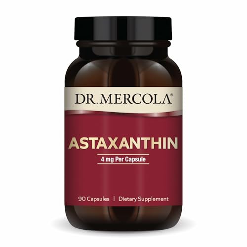 Dr. Mercola Astaxanthin 90 Servings (90 Capsules) Dietary Supplement 4 mg Per Capsule Provides Antioxidant Power for Overall Health Non-GMO