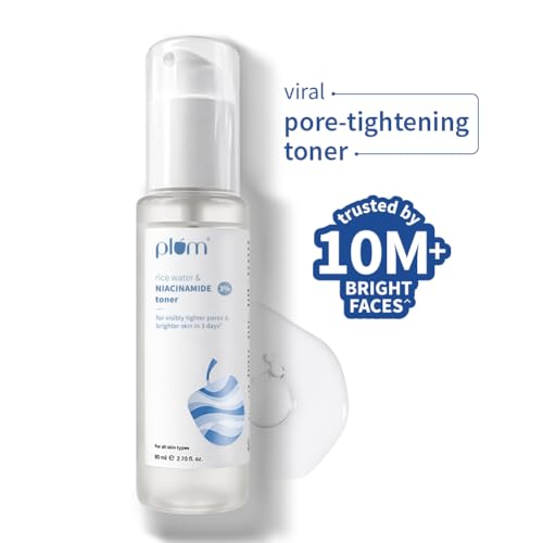 Image of Plum 3% Niacinamide & Rice Water Face Toner | With Rice Ferment Extract | Alcohol-Free Toner | Tightens pores, Brightens Skin | Smoothens Skin | Fragrance-Free | 80 ml