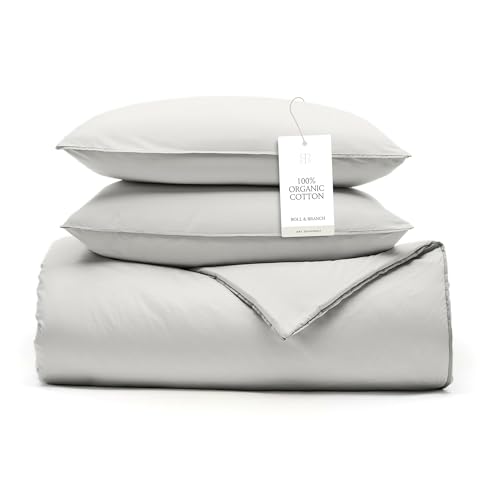 BOLL & BRANCH Signature Comforter Set - Twin/Twin XL, Mist - Luxury 100% Organic Cotton - 1 Comforter, 2 Shams - Hypoallergenic, All-Season Weight