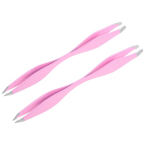 EXQUIMEUBLE 2 Piezas Pinzas De Precisión Para Cejas De Doble Punta De Acero Inoxidable Pinzas Para Manualidades Para Extensiones De Pestañas y Extracción De Pieles Encarnadas