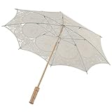 ヴィンテージレースパラソル、ポータブル万能ウェディングブライダル傘写真パラソル、ティーパーティーデコレーション、ウェディング用品。, ベージュ, L