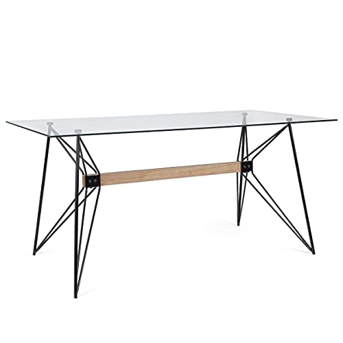 Bizzotto Yellowshop - Tavolo piano in vetro struttura in acciaio cm 160x80 modello PRIMARY