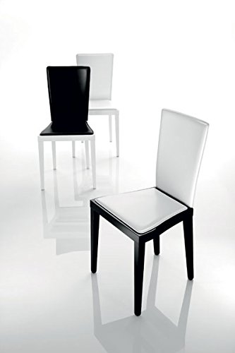 Eurosedia - Set 2 Sedie Bianco con Seduta Nera