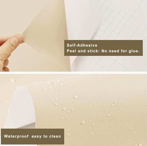 Image of ONETON Beig Matte Self Adhesive Wallpaper Peel and Stick Wallpaper for Living Room Bedroom Table (Beige MATT WP, 24x80 inch)