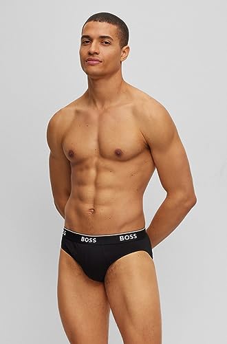 BOSS Mens 3-Pack Bold Logo Hipster Briefs