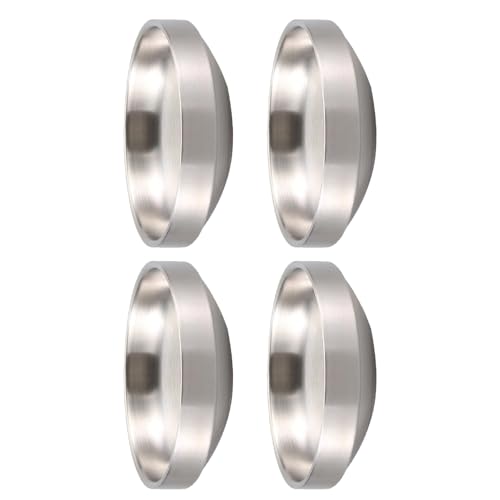HNsdsvcd Platos de salsa redondos de acero inoxidable, 4 unidades, doble capa, platos pequeños, cuencos para especias, cuenco de inmersión, platos para entrantes