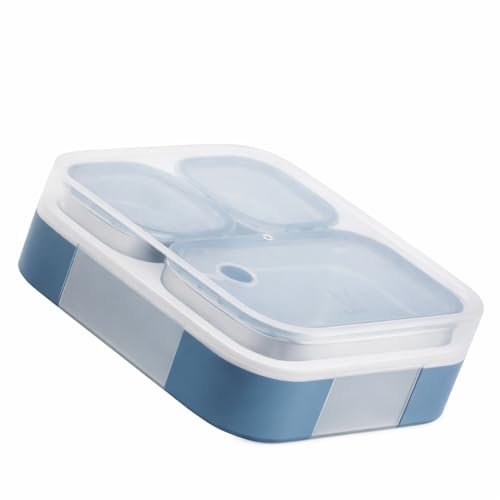 VAYA Tydbyt Lunch Box for Kids Boys, 650 ml, Steel Tiffin Box for Office with 3 Stainless Steel Containers & Lids, Organized Meals with No Mix-Ups, School Ready Bento Box, Blue