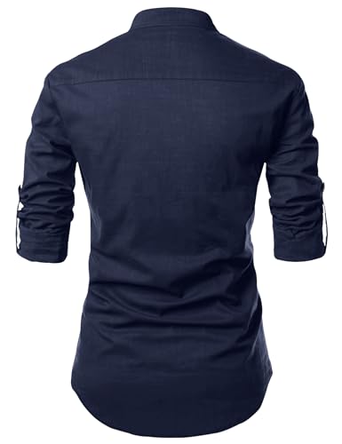Image of Fifth U Men's Cotton Polyester Blend Solid Mandarin Collar Self Design Full Sleeve Casual Short Kurta