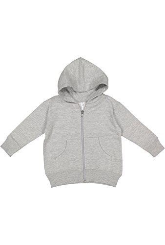 RABBIT SKINS Infant Fleece Long Sleeve Full Zip Hooded Sweatshirt with Pouch Pockets, Heather, 6 Months