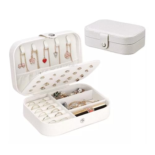 Porta Joias Portátil Viagem Estojo Maleta Caixa Bijuteria (Branco)