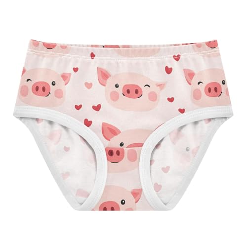 Wusikd Cute Pig Face Girls' Underwear Cotton Pink Hearts Girls Briefs Soft Toddler Underwear 2T