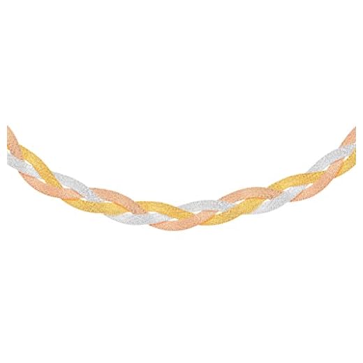 Toscana silver sterling silver 3 toner texturerat 3 flätor fiskbenshalsband 43 cm/17 tum