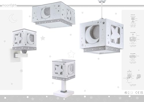 Lámpara Plafón Techo Infantil 3 Luces Luna Estrellas Gris 63233NE E27 para dormitorio 6