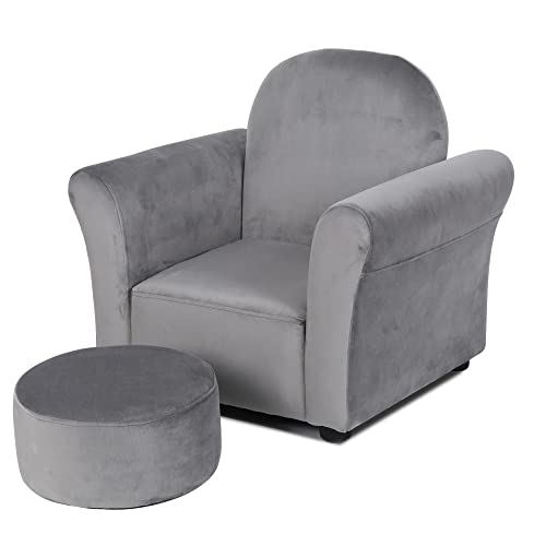 Bonrcea Kids Armchair,Sofa Chair,Toddler Couch Chair, Upholstered Chair With Ottoman (Grey)¡­ #TOP2