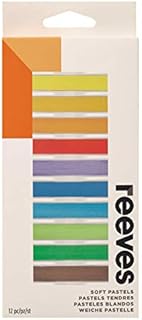 Reeves Soft Pastel Set - Vivid Colours for Beginners, Hobbyists, and Artists - Versatile for Textured Paper or Cards - Pack of 12