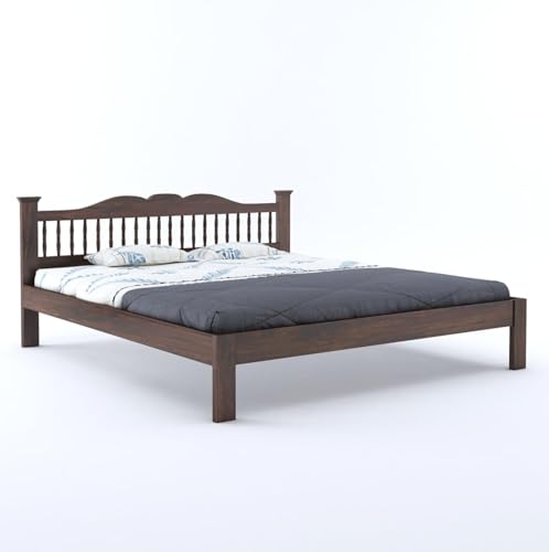 Image of AADITYA WOODS Solid Sheesham Wood Queen Bed Cot Without Storage | Wooden Bed for Bedroom | Multipurpose Use Cot Palang Diwan (Walnut q2, Queen) (82x65x34 inch)