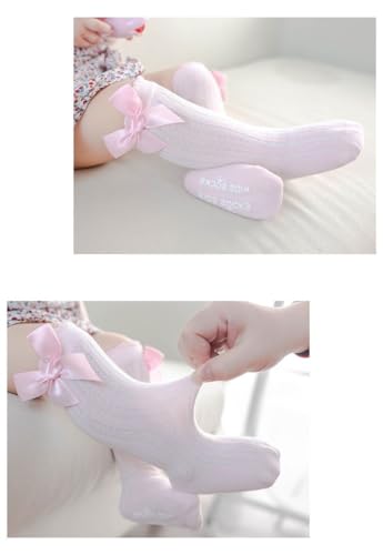 QandSweet Baby Girl Knee-High Socks Toddlers Bow Stockings Newborn Infant Non-Slip Sock