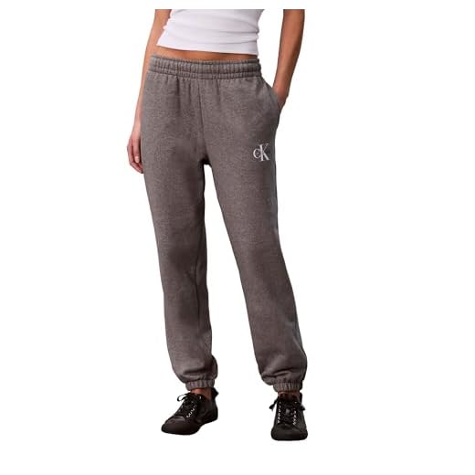 Calvin Klein Calça jogger feminina com logotipo monograma, Cinza mesclado, PP
