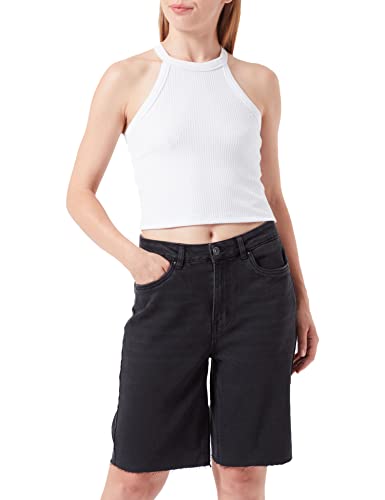 Vero Moda Tall Women's VMBRENDA HR Long Mix GA Tall Shorts, Black Denim, S/T Cover