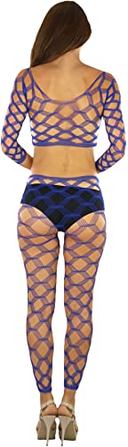 Image of ToBeInStyle Women's Spandex Multi Net Fishnet Set Rave Novelty Party Crop Top & Tights