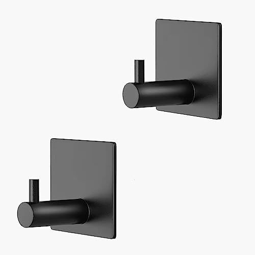 Image of Enclave Heavy Duty Adhesive Hooks, Stick on Wall Adhesive Hangers, Strong Stainless Steel Holder, Self Adhesive Hooks for Kitchen Bathroom Home Door Towel Coat Key Robe. (Cube RND Black, Pack of 2)