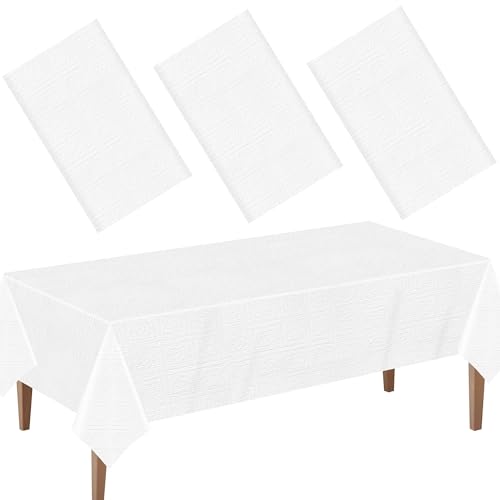 CUUSNNY 3 Pack White Paper Tablecloths 54x108 Inch