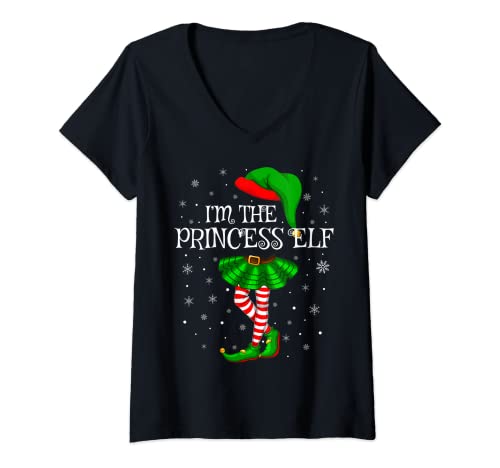Womens family matching women girls i'm the princess elf christmas v-neck t-shirt