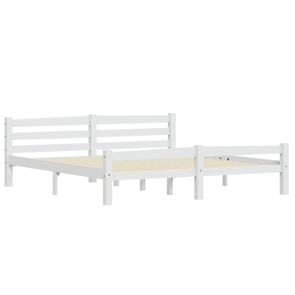vidaXL Kiefernholz Massiv Bettgestell Holzbett Futonbett Bett Doppelbett Massivholzbett Bettrahmen Lattenrost Schlafzimmerbett Weiß 180x200cm