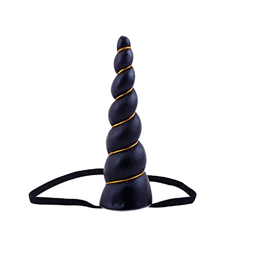 Love Sweety Shiny Unicorn Horn Elastic Headband Cosplay Costume Easter Headpiece (A Black)