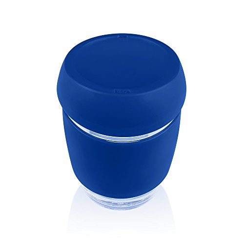 JOCO Reusable Glass Travel Coffee Cup - 12oz / 340ml (Cobalt Blue)