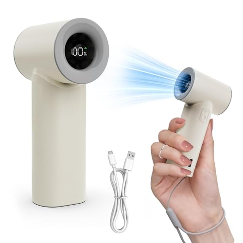 Catálogo para Comprar On-line pantalla digital más recomendados. 48 Ventilador Portatil Recargable USB-C, Ventilador de Mano Mini con Pantalla Digital, 5 Velocidades, con Cordón, Portátil para Oficina, Exteriores y Hogar (Blanco)