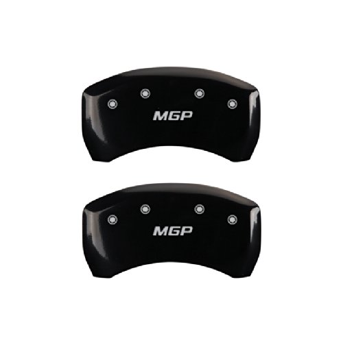 Image of MGP Caliper Covers 22073SMGPBK 'MGP' Engraved Caliper Cover with Black Powder Coat Finish and Silver Characters, (Set of 4)