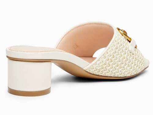 Image of Coutgo Womens Heeled Slides Sandals Square Open Toe Slip on Comfortable Kitten Block Low Heel Metal Chain Dressy Shoes
