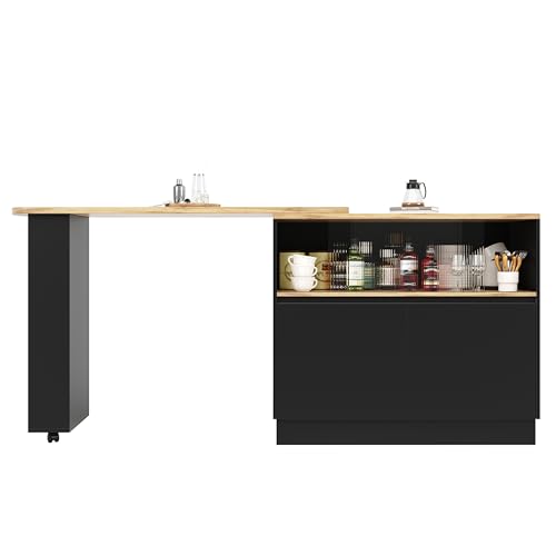Table haute de cuisine pour studio et petit espace avec rangement intégré