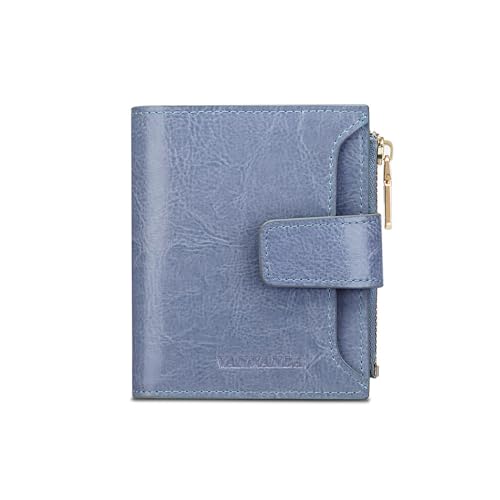 VANNANBA Small Wallet for Women Genuine Leather Bifold Zipper Pocket Compact RFID Blocking with Gift Box
